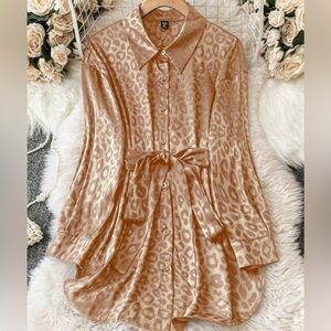 Tan Leopard Button Down Shirt